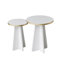 Hanah Home Mushroom 2 - Juego de mesas de centro, Dorado y Blanco